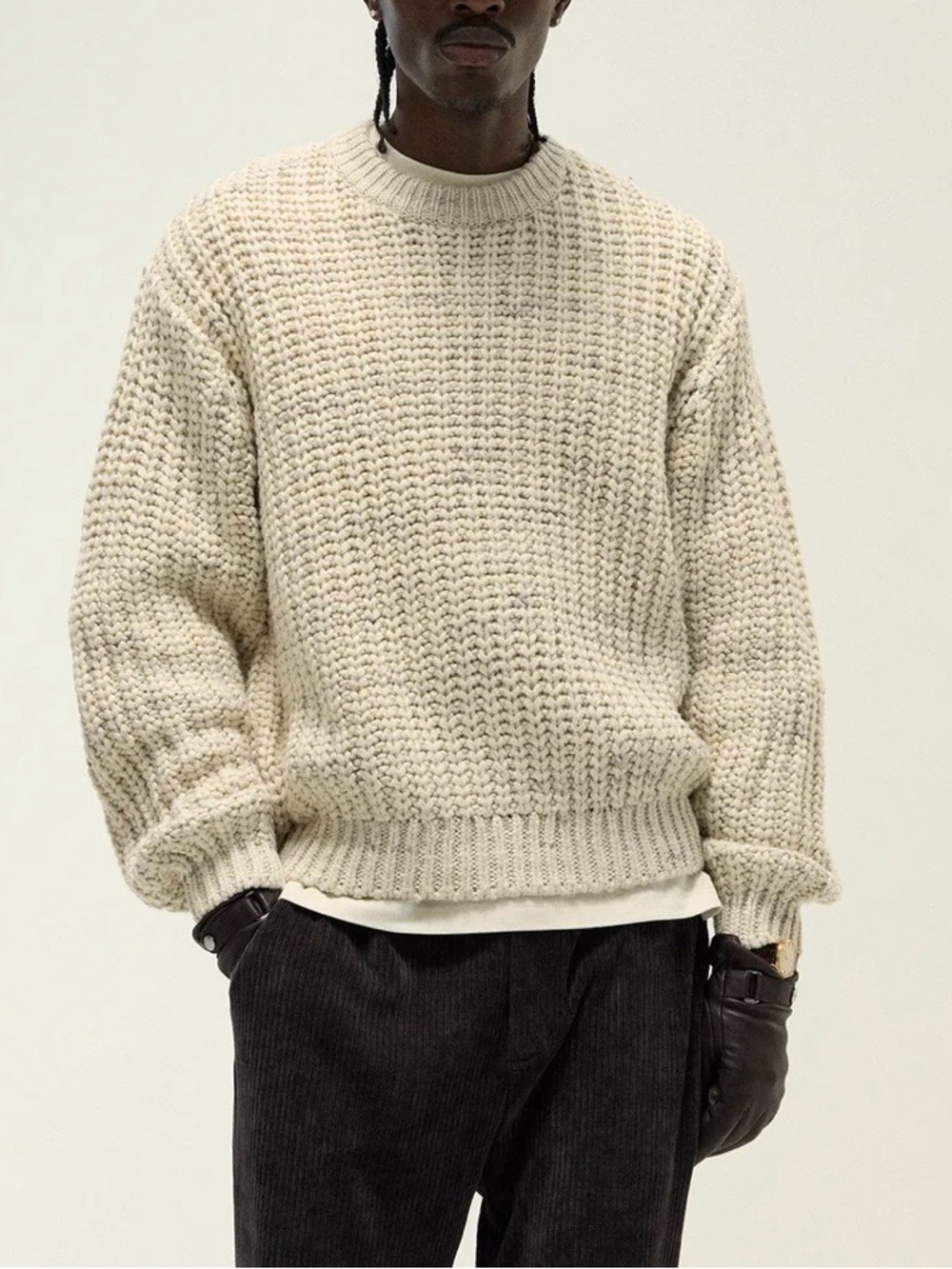 Kith Lyon Fisherman’s Sweater Knit Wool Blend Marled Small